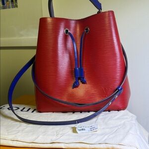 LOUIS VUITTON Neo Noe Shoulder Handbag Epi Leather Red Blue